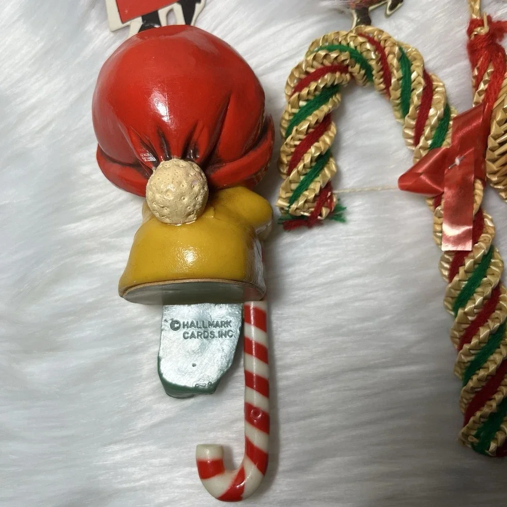 Vintage Christmas Ornaments Lot Hallmark Shelf Sitter Silvestri / Straw Folk Art